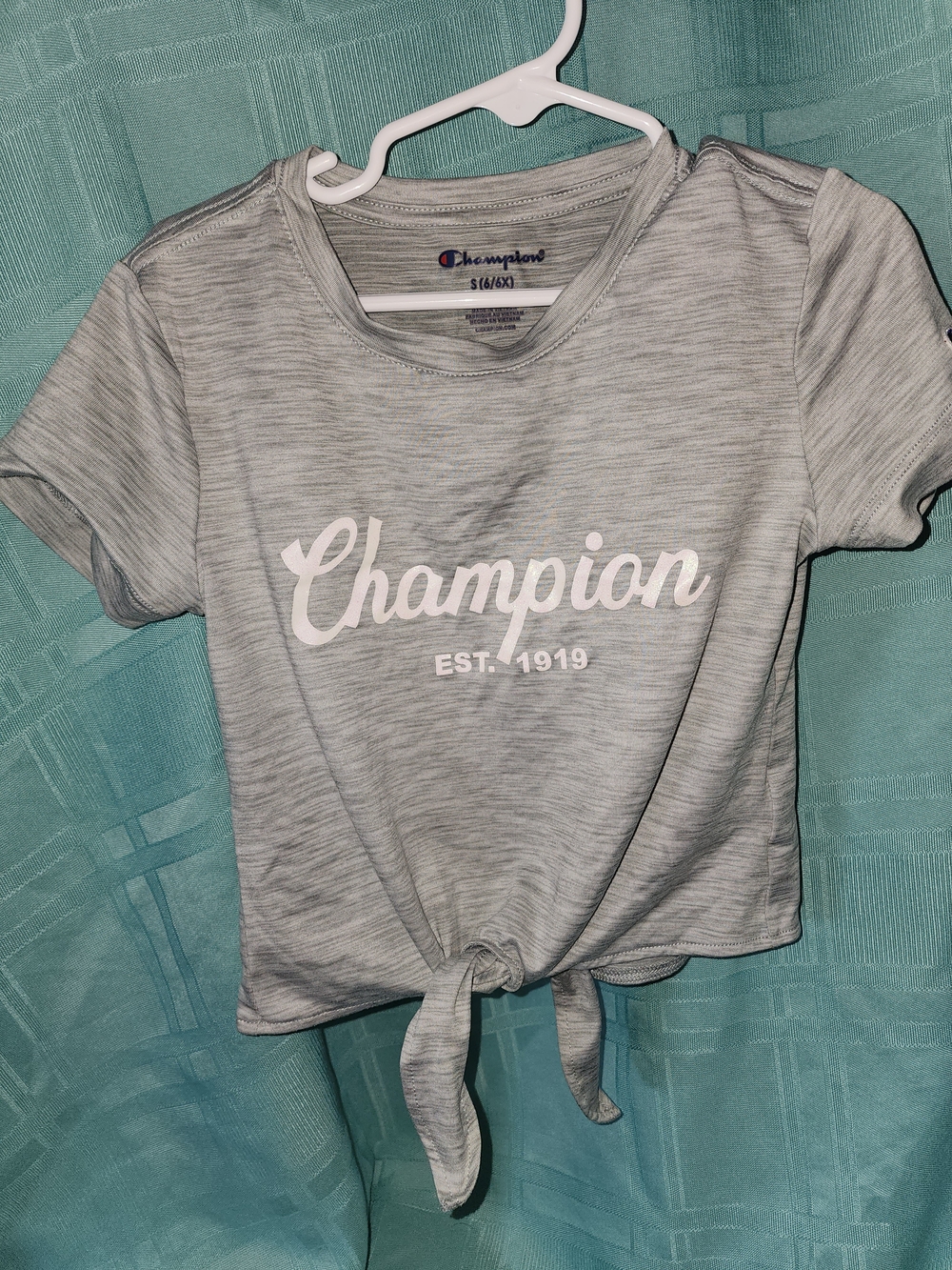 Champion Gray Tie-Front Crop Top